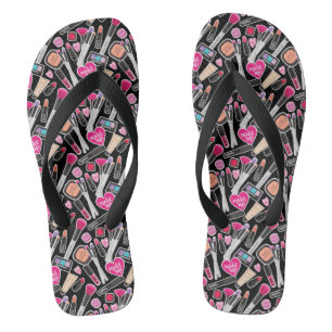 Neon Makeup-Muster Flip Flops