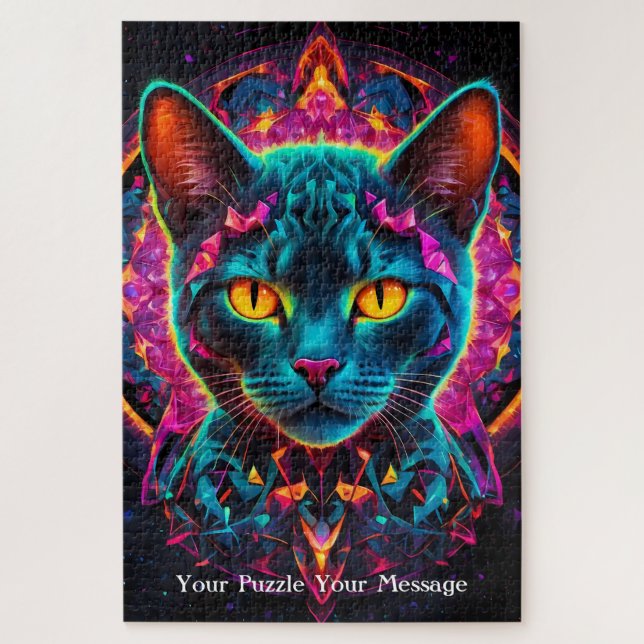 Neon Mandala Majesty Puzzle (Vertikal)