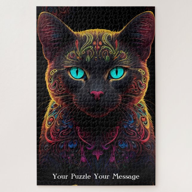 Neon Mandala Majesty Puzzle (Vertikal)