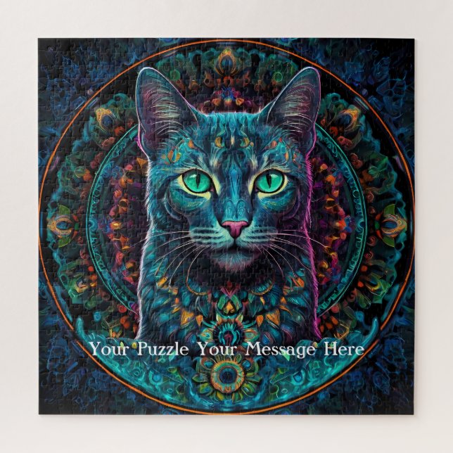 Neon Mandala Majesty Puzzle (Vertikal)