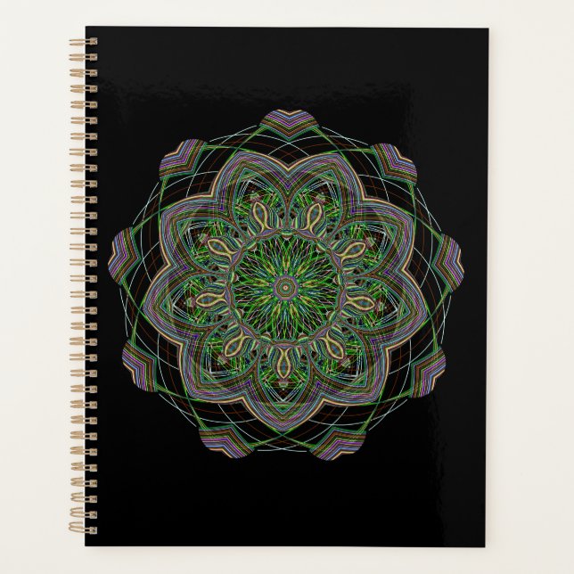 Neon Mandala Trippy Fraktal Art Rosette Muster Planer (Vorderseite)