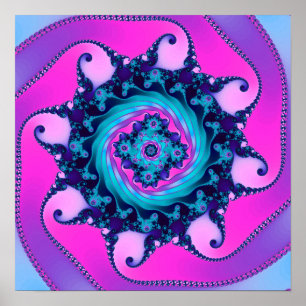 Neon-Mandelbrot-Fraktal Poster