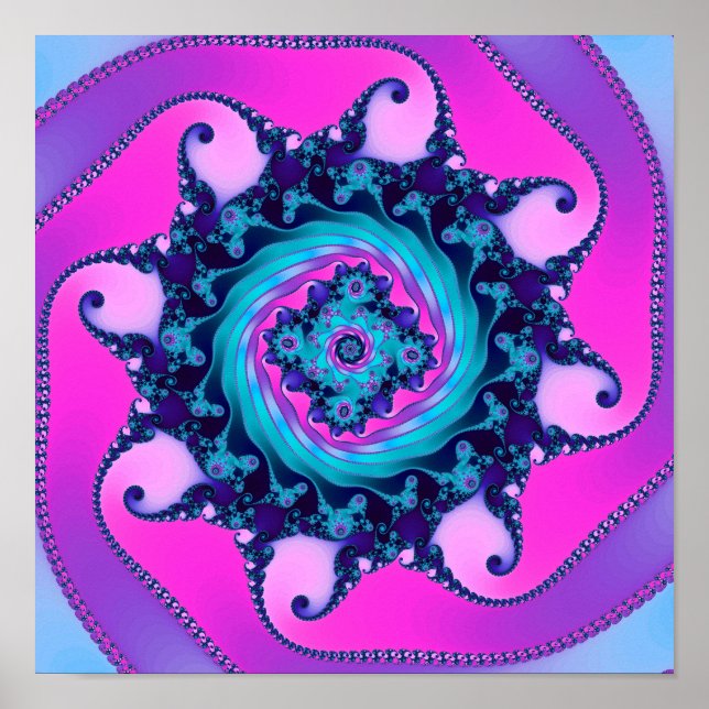 Neon Mandelbrot Fraktal Poster (Vorne)