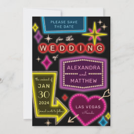 Neon Marquee Signs Las Vegas Save the Date Einladung