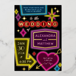 Neon Marquee Signs Las Vegas Wedding Folieneinladung