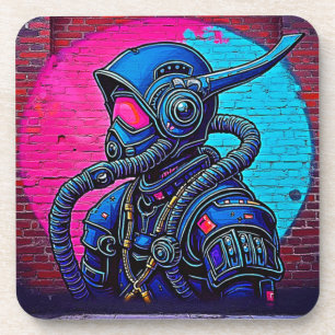 Neon Masked Wall Graffiti Abbildung Kunst Getränkeuntersetzer