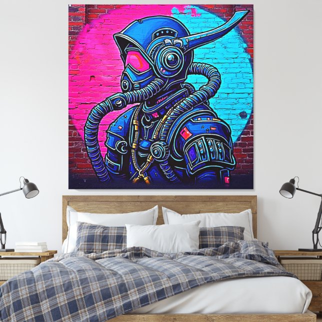 Neon Masked Wall Graffiti Abbildung Kunst Leinwanddruck (Insitu (Schlafzimmer))