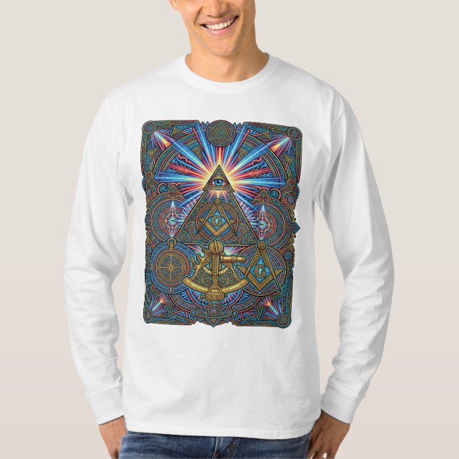 Neon-Maurer-Geometrie T-Shirt (Vorderseite)