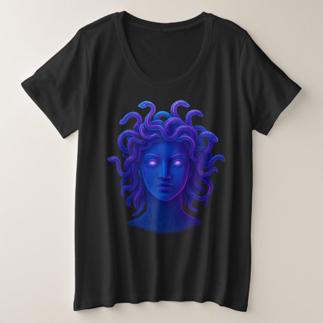 Neon Medusa Große Größe T-Shirt (Design vorne)