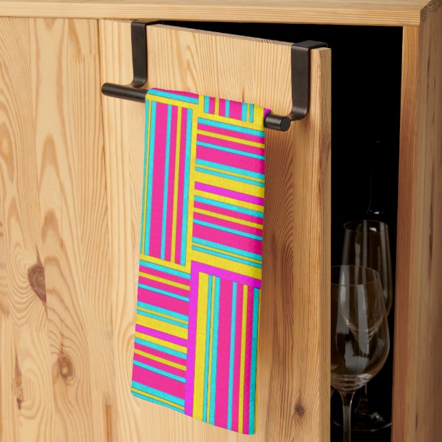 Neon Mehrfarbig Weaved Squares Geschirrtuch (Drittel gefaltet)