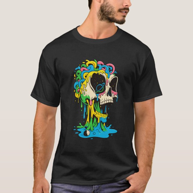 Neon Melted Skull Art T-Shirt (Vorderseite)
