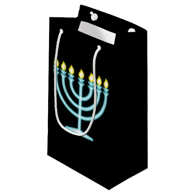 Neon Menorah Kleine Geschenktüte (Vorderseite Schrägansicht)