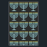 Neon Menorah Seidenpapier<br><div class="desc">Blaue Menorah im Neon-Zeichen-Stil.</div>