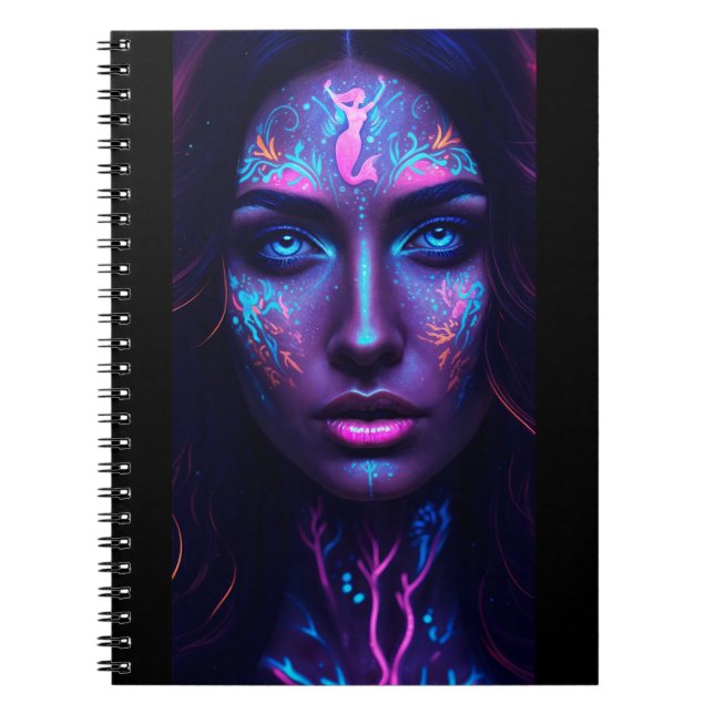 Neon Mermaid Face Notizblock (Vorderseite)