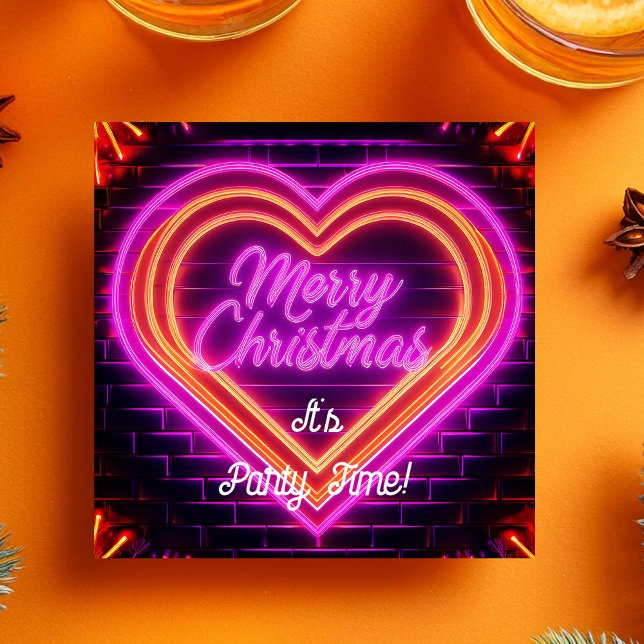 Neon Merry Christmas Party Einladung (Von Creator hochgeladen)