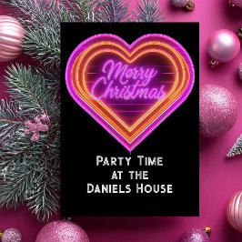 Neon Merry Christmas Party Einladung