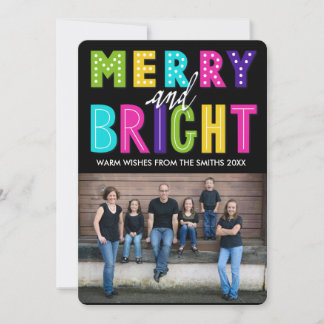 Neon Merry und Bright Feiertagskarte