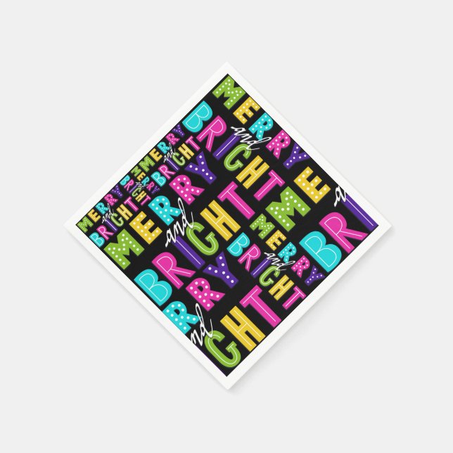 Neon Merry und Bright Serviette (Ecke)