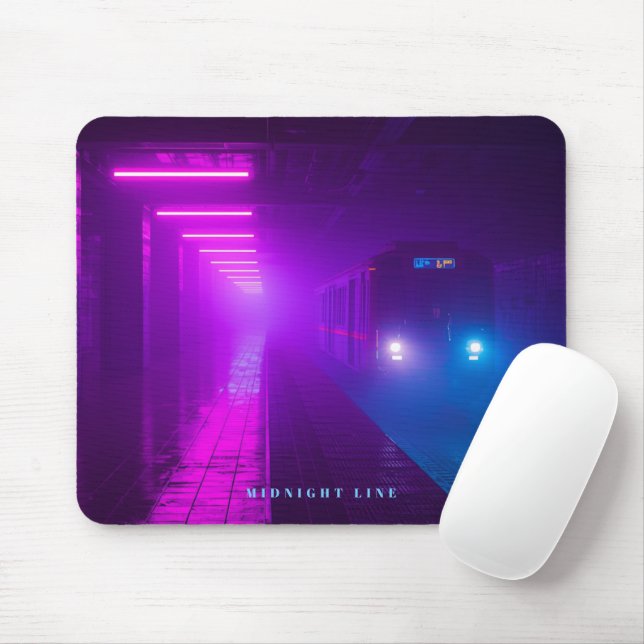 Neon Metro Cyberpunk – Retro Synthwave Vap Mousepad (Mit Mouse)