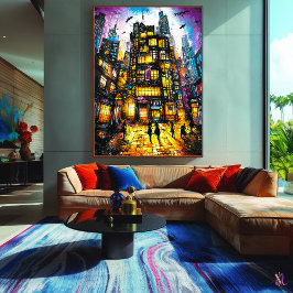 Neon Metropolis - Surreal Urban Nightscape Poster