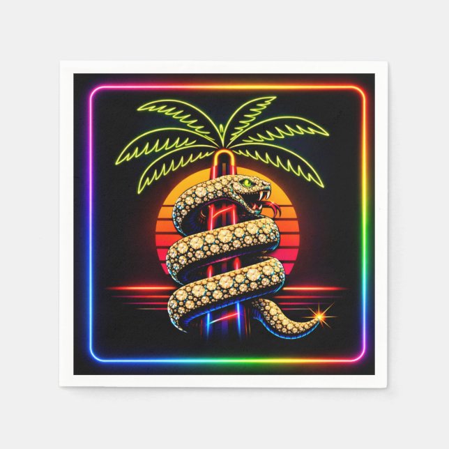 Neon Miami Nights Diamant Luxus  Serviette (Vorderseite)