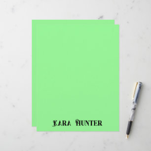 Neon Mint Color   Modern Black Personalisiert Scri Briefbogen