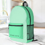 Neon Mint Green Stilvoll Trendy Two Tone Bedruckter Rucksack<br><div class="desc">Ein minimalistisches Monogramm-Design mit einem zweifarbigen neonfarbigen,  grünen Hintergrund. Der Text kann einfach für ein einzigartiges Design angepasst werden!</div>