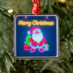 Neon Modern Christmas Holiday Collection Ornament Aus Metall