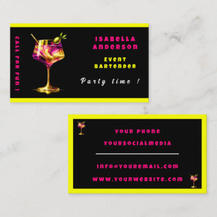 Neon Modern Party Time Personalisiert Beruflich Visitenkarte