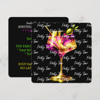 Neon Modern Party Time Personalisiert Einladung