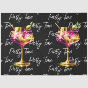 Neon Modern Party Time Personalisiert Seidenpapier