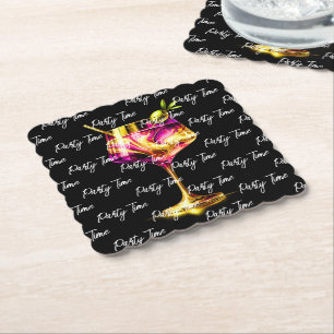 Neon Modern Party Time Personalisiert Untersetzer