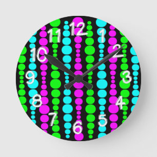Neon Modern Rectangles  Runde Wanduhr