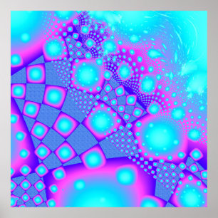 Neon Molecules Psychedelisches Fraktal Poster
