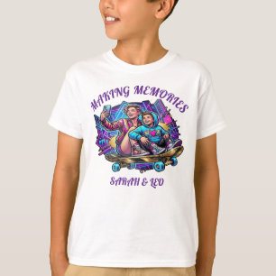 Neon Mom & Son Art Erinnerungen schaffen Tee