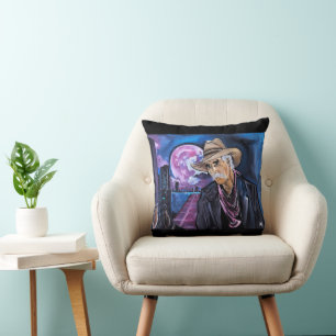 Neon-Mond-Gemälde von Alfred Fox Kissen