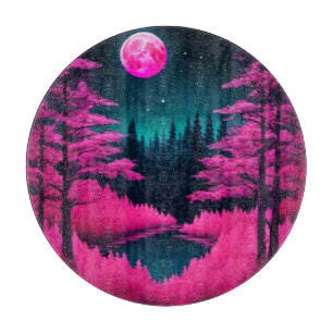 Neon-Mondlicht-Wald-Fantasie-Kunst Schneidebrett