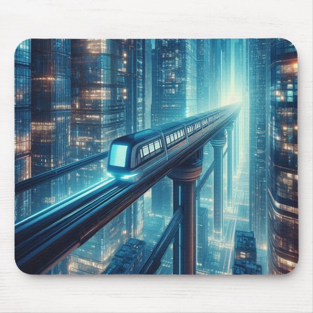 Neon Monorail Skyline Mousepad (Vorne)