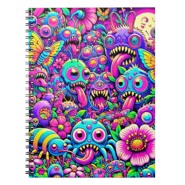 Neon Monster Bugs Notizblock (Vorderseite)