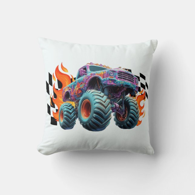 Neon Monster Truck Blaze Kissen (Vorderseite)