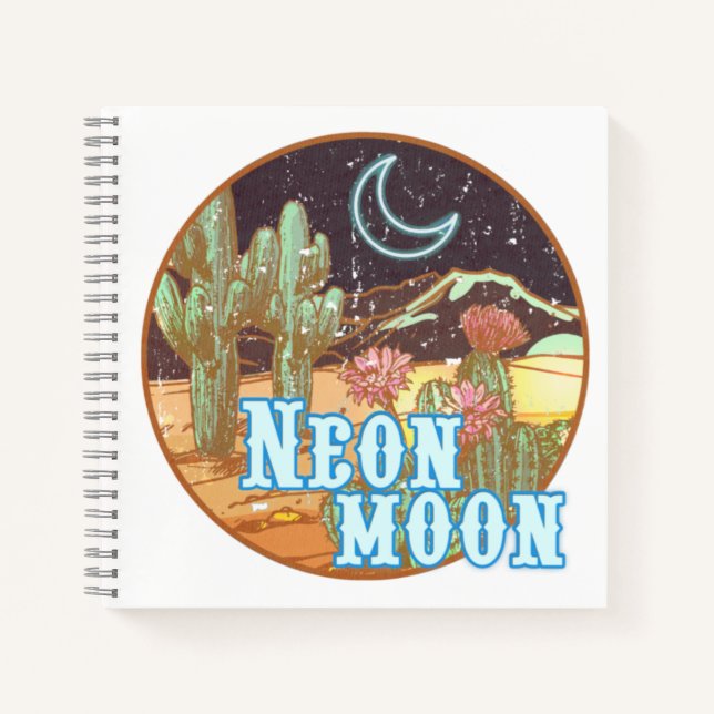 Neon Moon Retro Western Journal Notizbuch (Vorderseite)