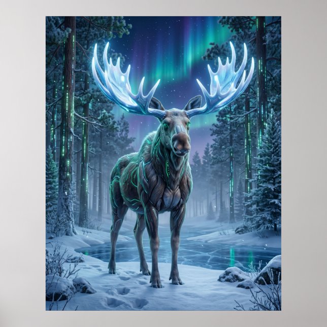 Neon Moose Boreal Grid Poster (Vorne)