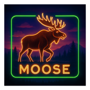 Neon Moose Poster