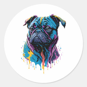 Neon Mops Dog Runder Aufkleber