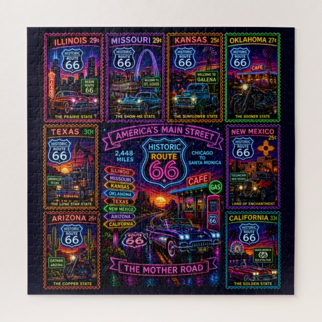 Neon-Mother-Road-Stempel-Collage Puzzle (Vertikal)