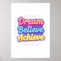 Neon-Motivationszitat 'Träume glauben erreichen'