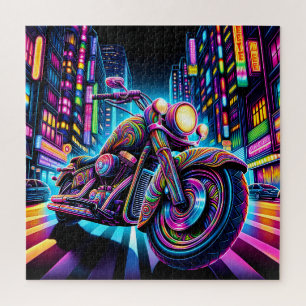 Neon-Motorrad in der Stadt Puzzle
