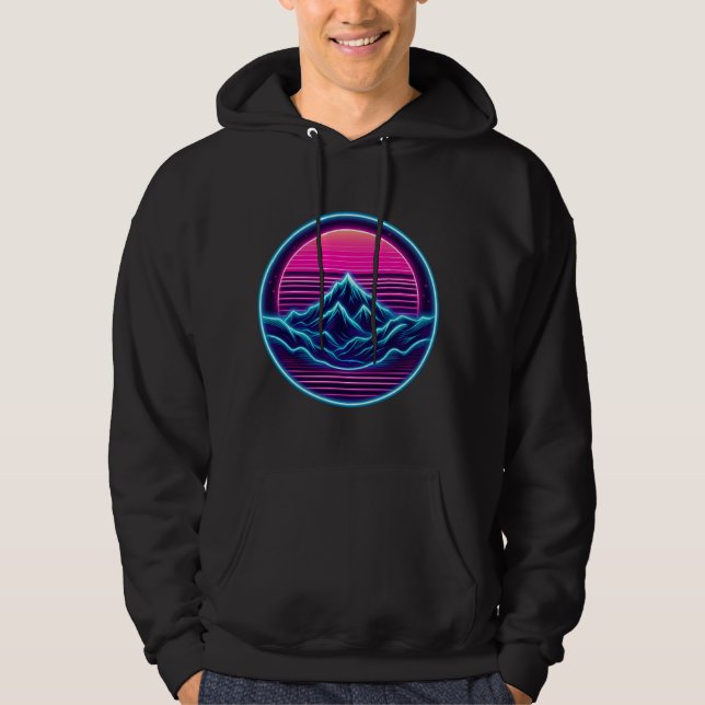 Neon Mountain Circle - Retro Adventure Shirt (Vorderseite)