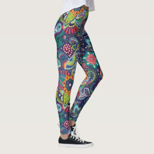 Neon Multicolor Blumenmuster Leggings