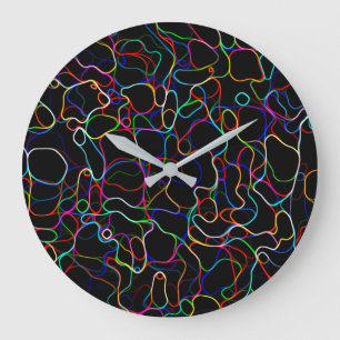 Neon Multicolor Lines Große Wanduhr